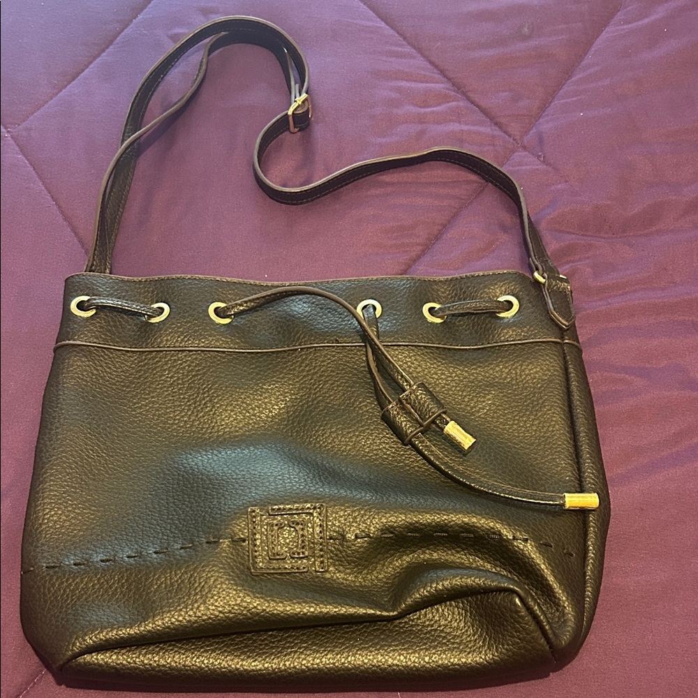 Liz Claiborne Black Shoulder Bag with Gold Details